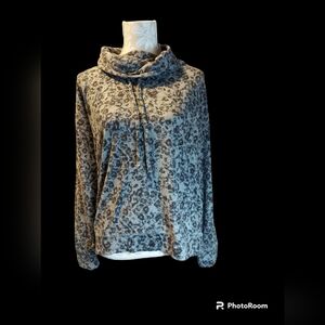Maurices Gray Leopard Cowl Neck Sweater Women's Size L NWT